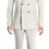 White Wool Blend Double breasted Suit with brass buttons