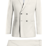 White Wool Blend Double breasted Suit with brass buttons