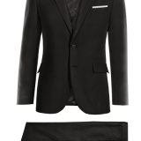 Black Wool Blend 3 piece suit with a pocket square