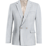White double breasted striped linen Blazer